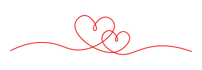 Red continuous line heart sketch