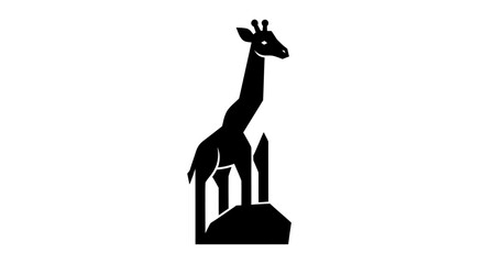 Black silhouette of a giraffe on white © EBODA