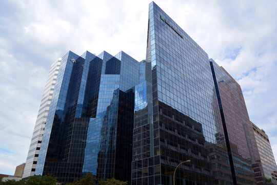 MONTREAL QUEBEC CANADA 06 12 17: 1981 McGill College is an 82 m (269 ft), 20-storey office complex in Montreal, Quebec, Canada. The building was designed by WZMH Architects