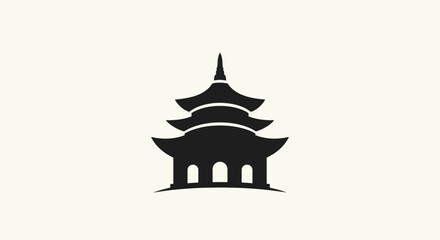 Fototapeta premium Black silhouette of traditional pagoda