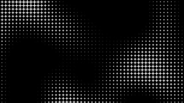 A black halftone background with a pattern of small white dots forming a silhouette.