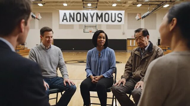 Group Support Meeting In Large Auditorium