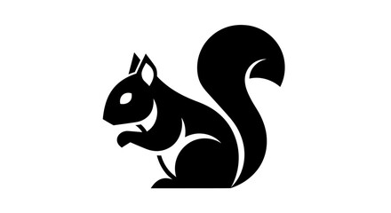 Black silhouette squirrel isolated on white