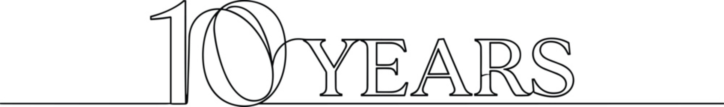 Stylized 10 years anniversary vector illustration, milestone celebration design, commemorative typography graphic, modern icon, decade achievement symbol