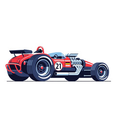 Naklejka premium Vintage Red Racing Car with Large Engine and Spoiler - Retro Speedster