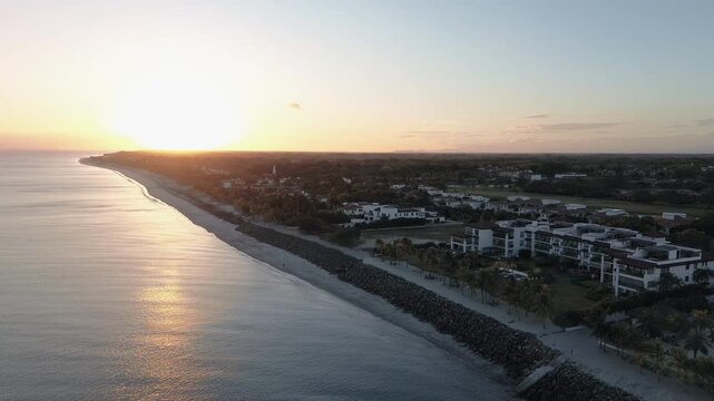 Rio Hato aerial view of beach and resort area in Panama near the ocean