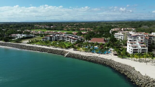 Rio Hato aerial view of beach and resort area in Panama near the ocean