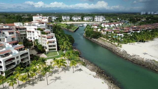 Rio Hato aerial view of stunning beach and resort area in Panama near the ocean
