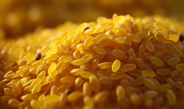 Bright yellow saffron risotto grain slowly turning under golden hour light clean professional stock photo sharp macro photography style cinematic realism ultra photorealistic no text no watermark