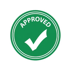 Green approved checkmark seal isolated on transparent background