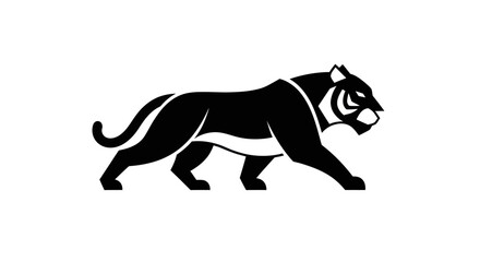 Fototapeta premium Black tiger silhouette on white background