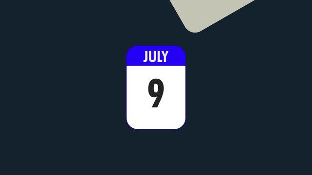 July Calendar Animation, Horizontal