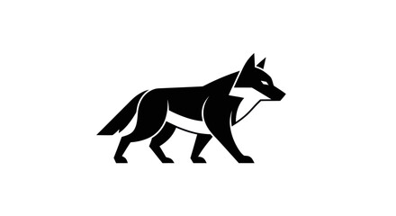 Fototapeta premium Black wolf silhouette on white background
