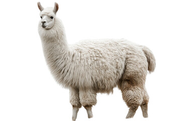 Naklejka premium White Llama Isolated on Transparent Background