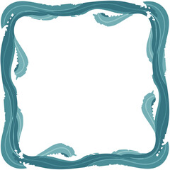 Teal and turquoise wave border design with foam and copy space for text and content framing