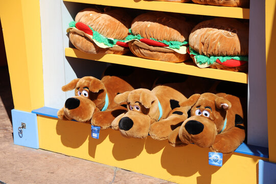 Scooby-Doo Plush Toys Displayed at Universal Studios Theme Park Store in Orlando, Florida