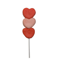 Marshmallow hearts candy on stick for valentine's day