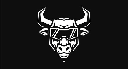 Bull head wearing futuristic glasses