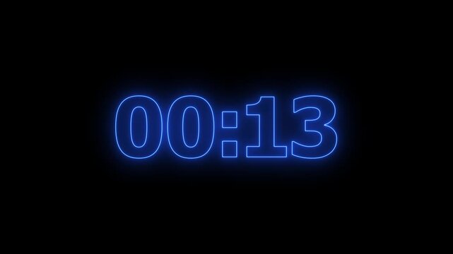 Animation of glowing neon icon ,2:30 minute countdown timer .2:30 minute stopwatch , analog icon animation .