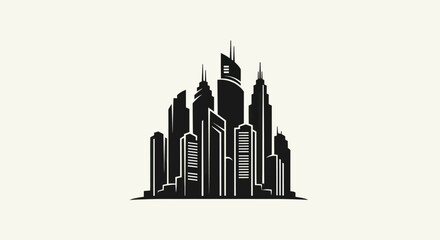 Obraz premium Cityscape silhouette modern urban architecture