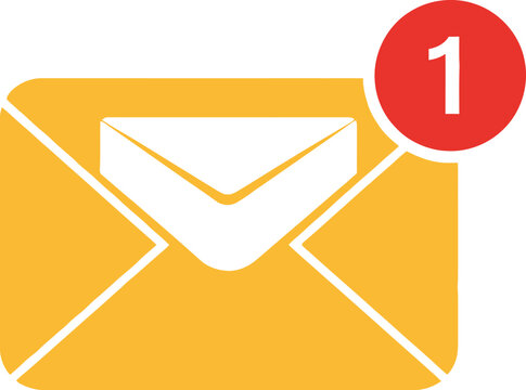 Email notification icon showing one unread message alert