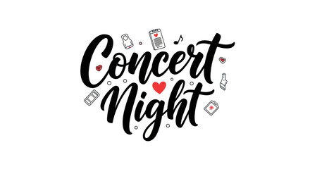 Fototapeta premium Concert night calligraphic typography on white