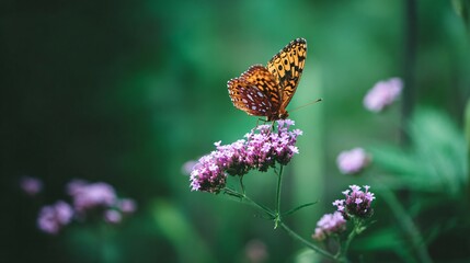 Graceful Butterfly Settling on a Freshly Opened Wildflower