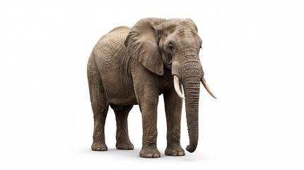 Fototapeta premium A large elephant stands alone on a plain white background