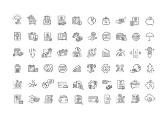 Finance Line Icons Set. Banking, Investment, Money, Economy and Business Outline Symbols