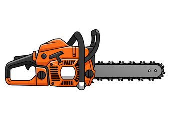 Fototapeta premium Orange Chainsaw Vector Illustration Powerful Tool for Wood Cutting and Landscaping Tasks
