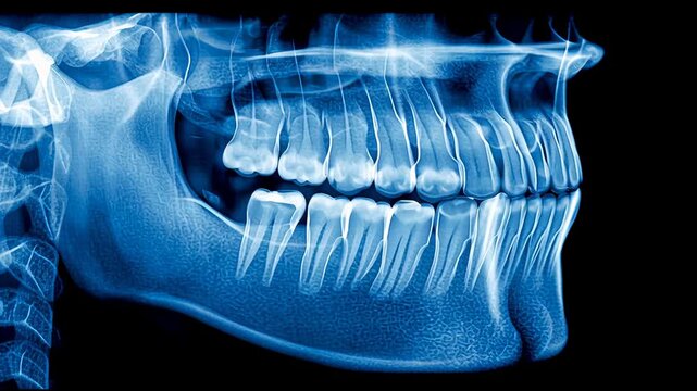 Examination of Impaction X-Ray Showing Dental Structure and Alignment With Clear Details