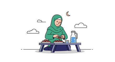 Young Girl in Hijab Conducting Scientific Experiment Outdoors