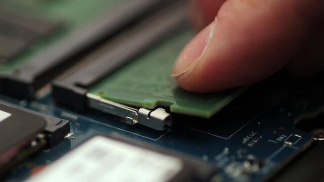 Installing DDR5 RAM module into laptop motherboard slot