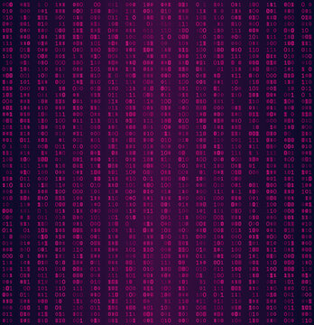 A perfectly ordered grid of vibrant magenta and rose-colored binary triplets. This rhythmic visualization captures the warmth of feminine-coded technology, presenting a structured yet glowing field of