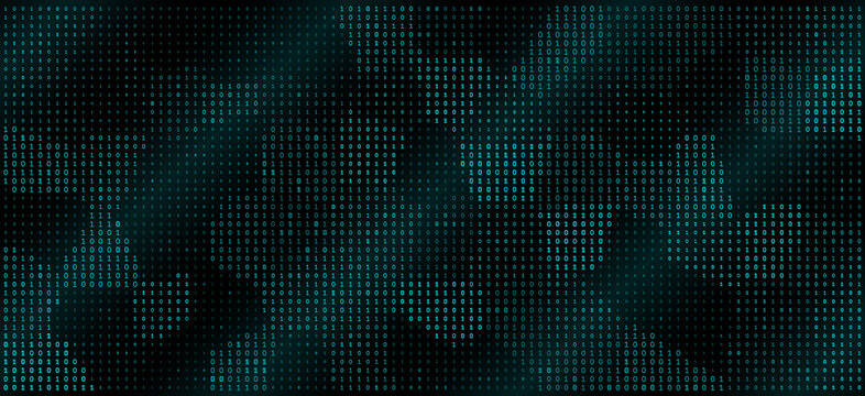 A sophisticated matrix of cyan binary code undulating in a fluid, wave-like pattern across a dark void. This visualization merges digital precision with organic motion, representing the rhythmic pulse