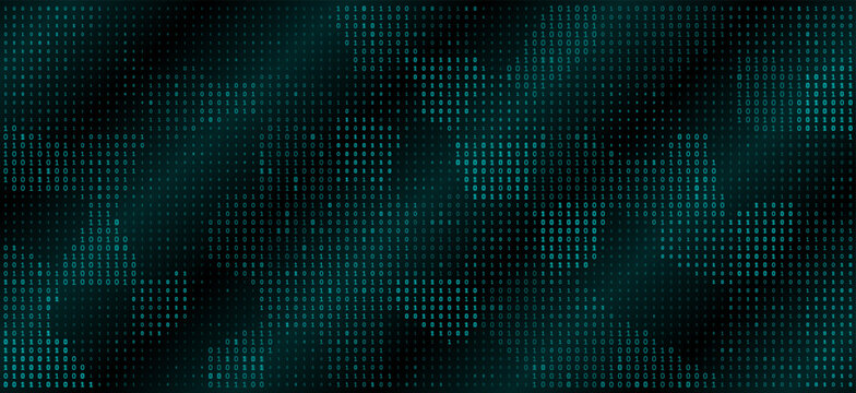 A sophisticated matrix of cyan binary code undulating in a fluid, wave-like pattern across a dark void. This visualization merges digital precision with organic motion, representing the rhythmic pulse