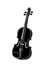 Fototapeta premium Black & White Violin Vector Illustration: Elegant Classical String Instrument Silhouette with Detailed Scroll, F-Holes, Bridge, Tailpiece, Tuning Pegs. Perfect for Music Designs, Orchestra Themes, Edu
