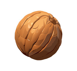 A closeup macro of a healthy organic walnut cracked open in its brown shell, showing a natural nut snack isolated on a white background as a nutritious food ingredient