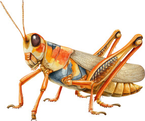 Fototapeta premium a detailed close up view of a colorful grasshopper against a black background