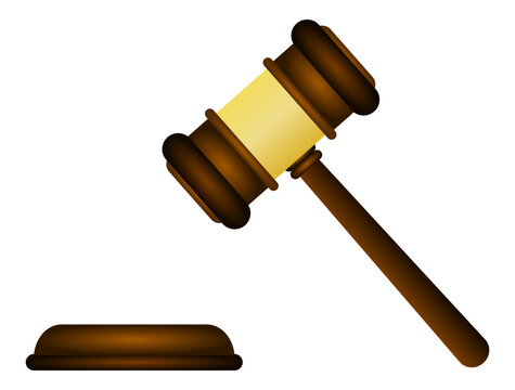 Ilustraci&oacute;n de mazo o martillo de la justicia. Vector color para app, folleto, sitio web y otros. Icono de autoridad, justicia, igualdad y derecho. 