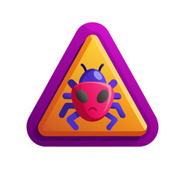 Vector illustration of a lotus flower on a white background designed as a yellow triangle safety sign to warn of toxic biohazard risk and chemical danger