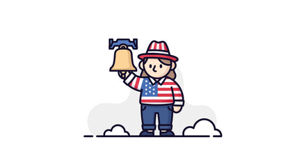 Fototapeta premium Child Holding Toy Rocket with American Flag Hat, Playful Patriotism