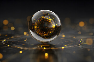 Futuristic Golden Energy Sphere