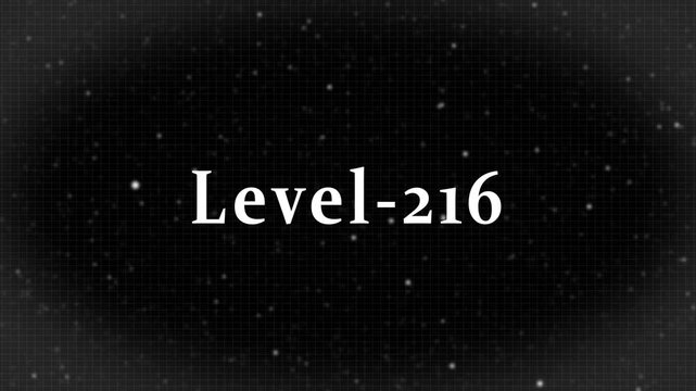 Level-216 text on a dark grid background with glowing particles, representing a significant milestone in gaming, achievement, and digital progression status.