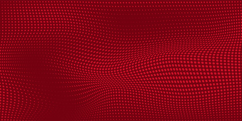 Red abstract modern dots background. Red wavy dotted design