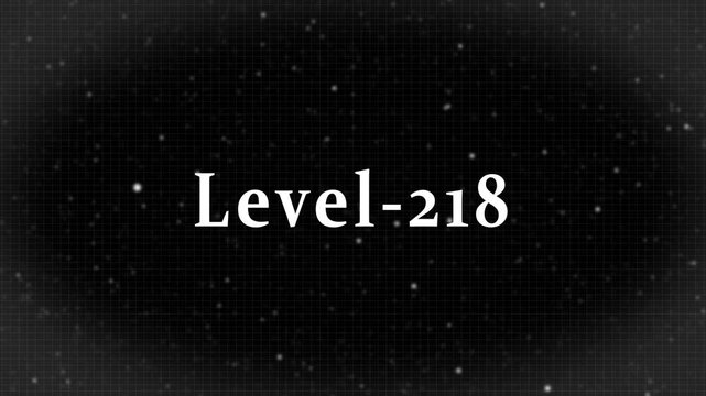 Level-218 text on a dark grid background with glowing particles, representing a significant milestone in gaming, achievement, and digital progression status.