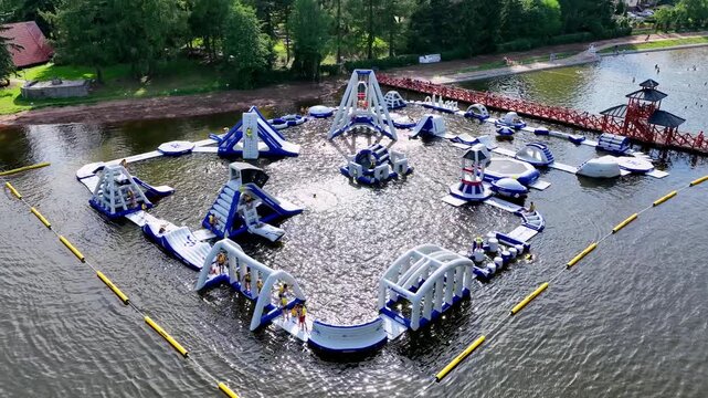 A beautiful reservoir in Radk&oacute;w among the mountains, Poland, Lower Silesia, water park