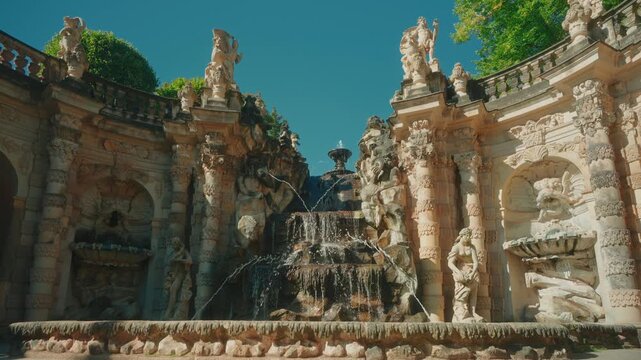 a still shoot of the Nymphenbad in Zwinger Palace in Dresden, Germany in summer