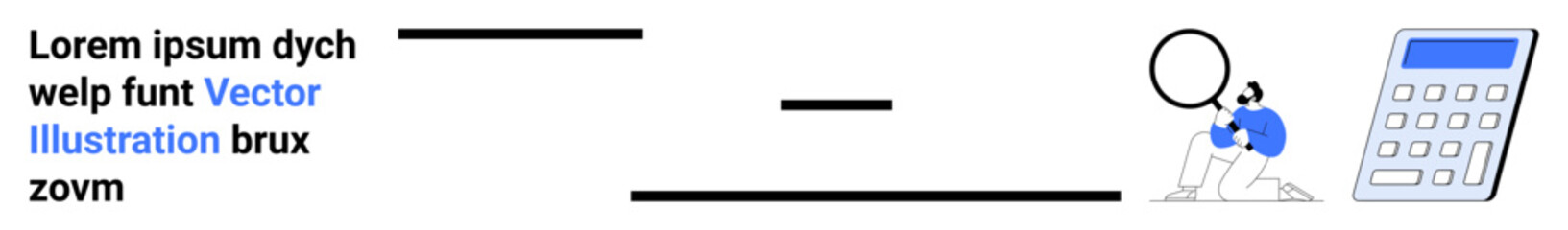 Data analysis, financial management, information search, productivity, business tools, digital learning. A person holding a magnifying glass, calculator alongside. Data analysis and financial © robu_s