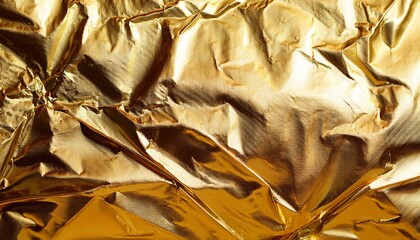 Naklejka premium Abstract Gold Foil Texture With Wrinkled Metallic Surface